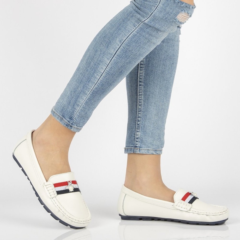 Skórzane mokasyny Filippo DP1406/20 Wh białe 2