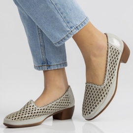 Skórzane półbuty Filippo DP748/20 Si srebrne srebrny 2