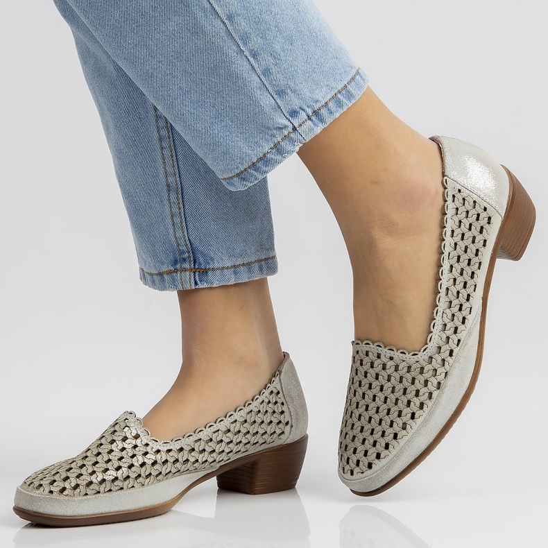 Skórzane półbuty Filippo DP748/20 Si srebrne srebrny 2