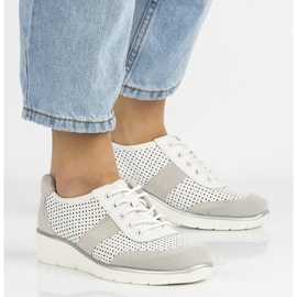 Skórzane półbuty Filippo DP028/20 Wh białe 2