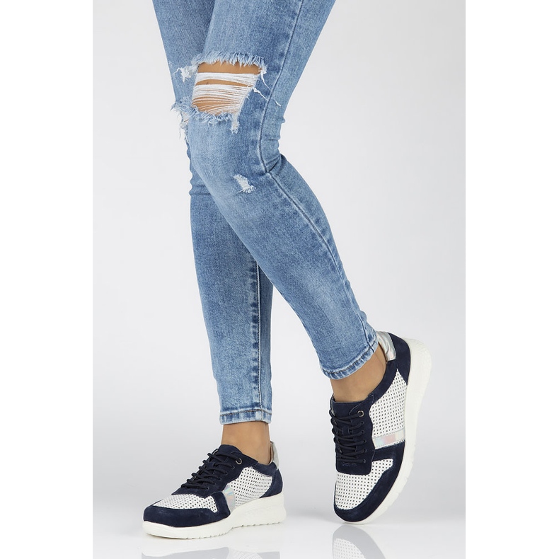 Półbuty Filippo DP1389/20 Wh Nv White Navy białe granatowe żółte 1