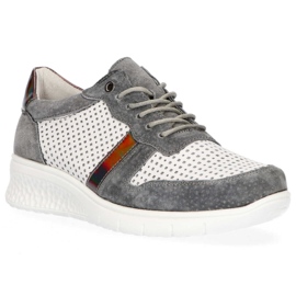 Skórzane półbuty Filippo DP1389/20 Wh Gr Szare białe żółte 2