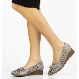 Skórzane półbuty Filippo DP752/20 Gr szare 1