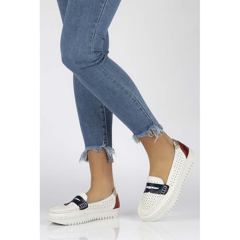 Skórzane półbuty Filippo DP1413/20 Wh białe 1