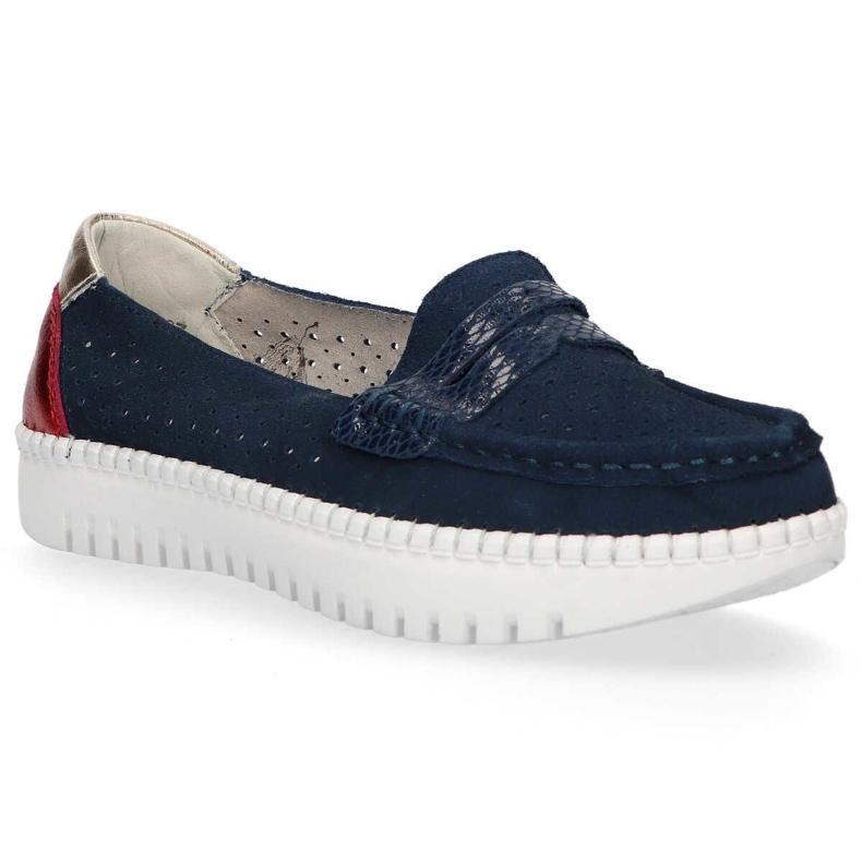 Skórzane półbuty Filippo DP1413/20 Nv granatowe 2