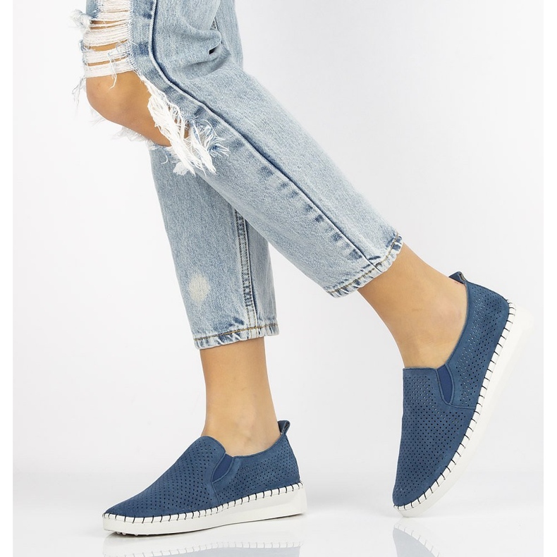 Skórzane półbuty Filippo DP063/20 Nv granatowe 1