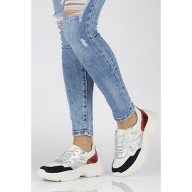 Skórzane sneakersy Filippo DP1410/20 Wh Rd białe czerwone 1