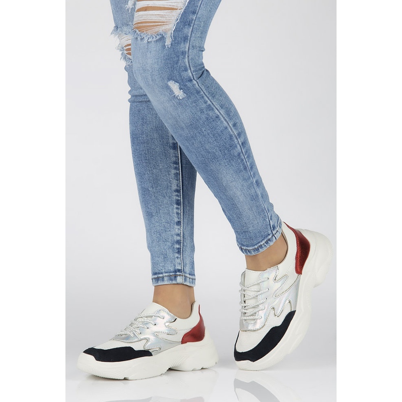 Skórzane sneakersy Filippo DP1410/20 Wh Rd białe czerwone 1