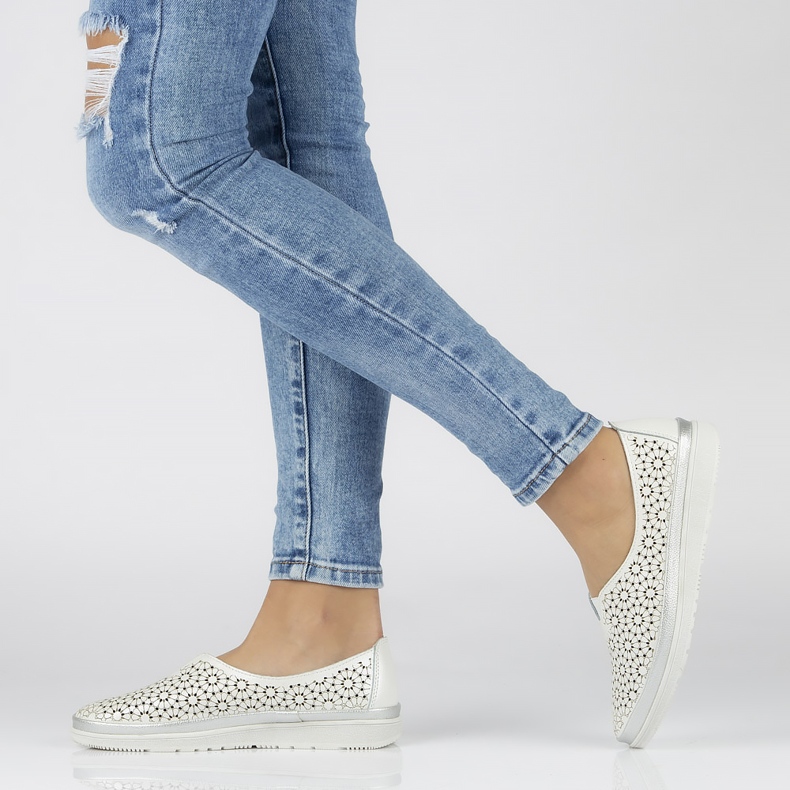 Półbuty Filippo DP1400/20 Wh White białe khaki zielone 2