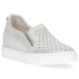 Skórzane półbuty Filippo DP1398/20 Si srebrne srebrny 2