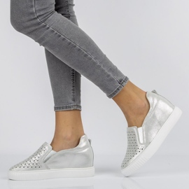 Skórzane półbuty Filippo DP1398/20 Si srebrne srebrny 1