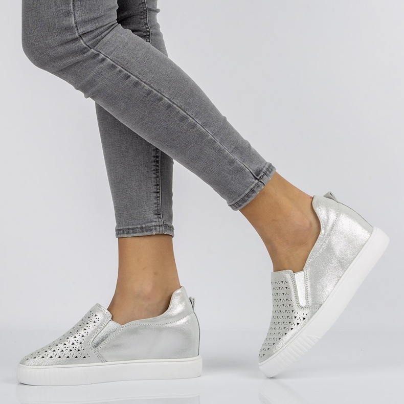 Skórzane półbuty Filippo DP1398/20 Si srebrne srebrny 1