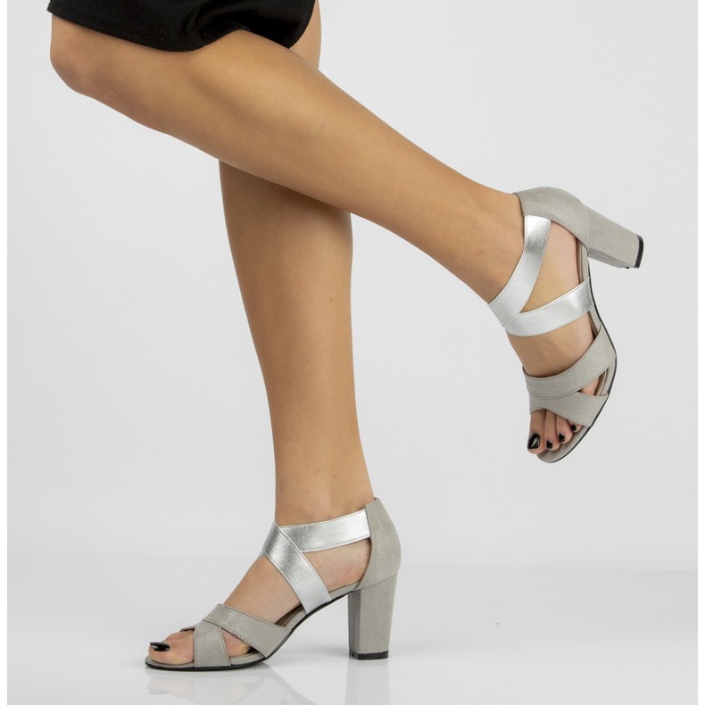 Sandały Filippo DS776/20 Si Silver srebrny szare 1
