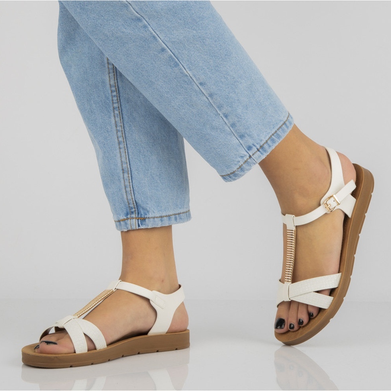 Sandały Filippo DS802/20 Wh White białe brązowe 1