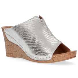 Skórzane klapki Filippo DK786/20 Si srebrne srebrny 2