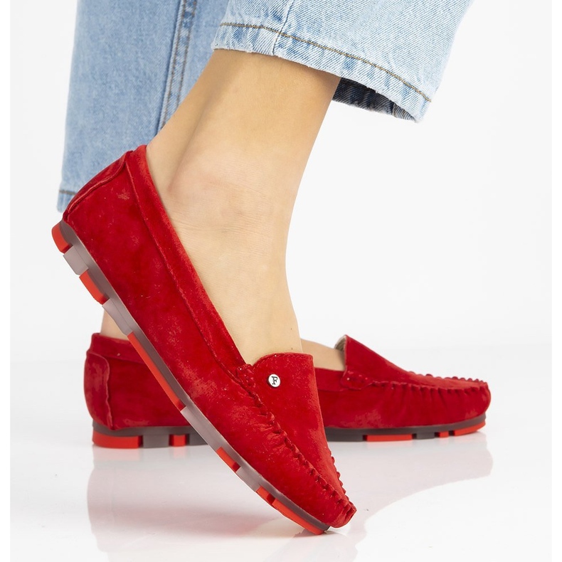 Skórzane mokasyny Filippo DP2037/21 Rd czerwone 1