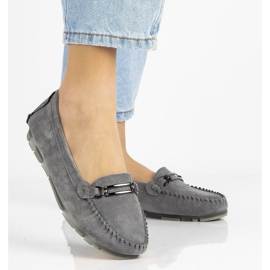 Skórzane mokasyny Filippo DP1202/21 Gr szare 2