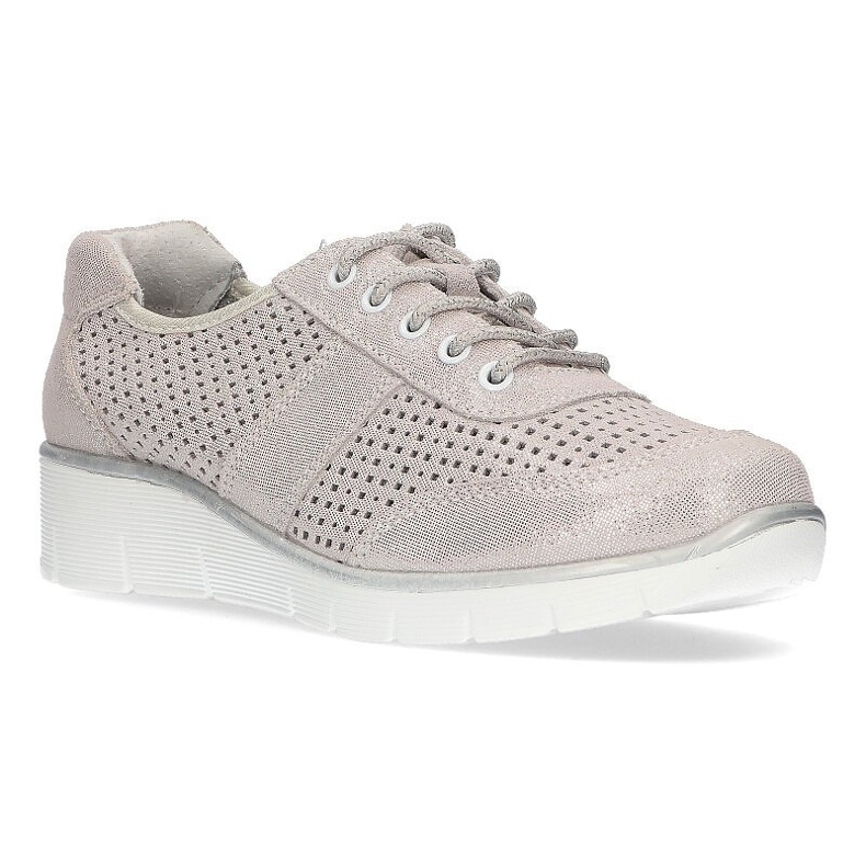 Skórzane półbuty Filippo DP028/21 Si srebrne sznurowane srebrny 1