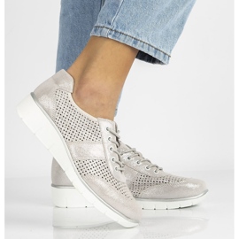 Skórzane półbuty Filippo DP028/21 Si srebrne sznurowane srebrny 2