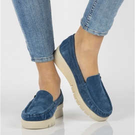 Skórzane mokasyny Filippo DP2031/21 Bl niebieskie 1