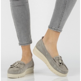 Skórzane mokasyny Filippo DP2030/21 Gr szare 2