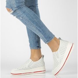 Skórzane Półbuty Filippo DP2009/21 Wh białe 1