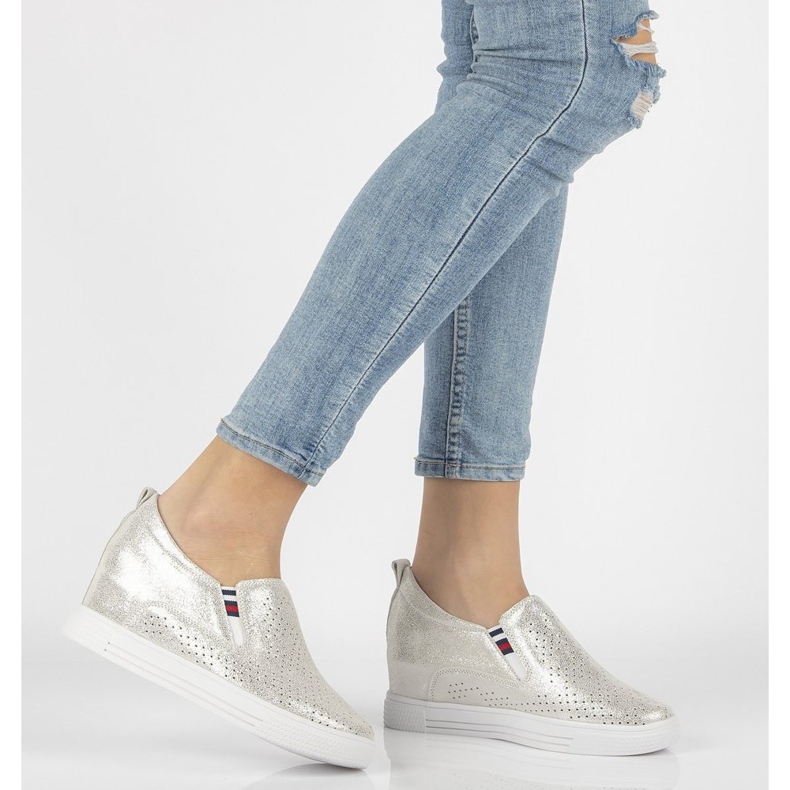 Skórzane półbuty Filippo DP1356/21 Si srebrne srebrny 1