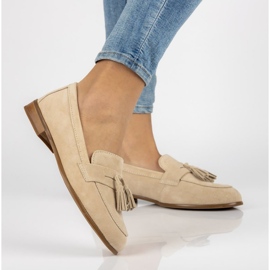 Skórzane mokasyny Filippo DP2149/21 Be beżowe beżowy 1