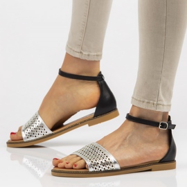 Sandały Filippo DS2102/21 Si Bk czarne srebrne srebrny 1