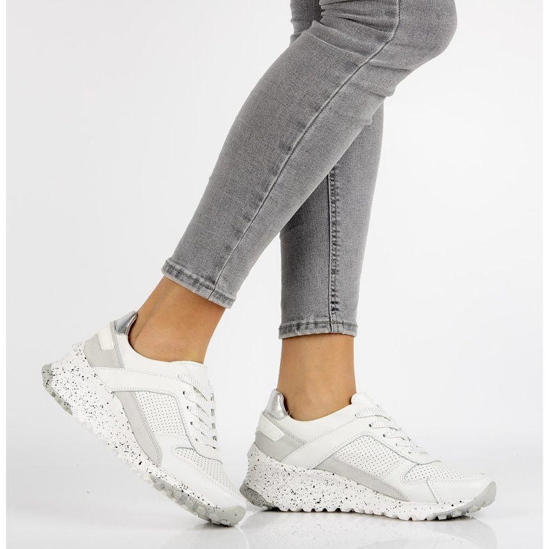 Skórzane Sneakersy Filippo DP2008/21 Wh białe 1