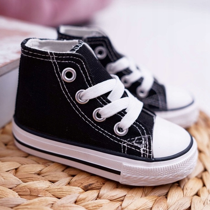 FRROCK Dziecięce Trampki Klasyczne Wysokie Czarne Filemon 1