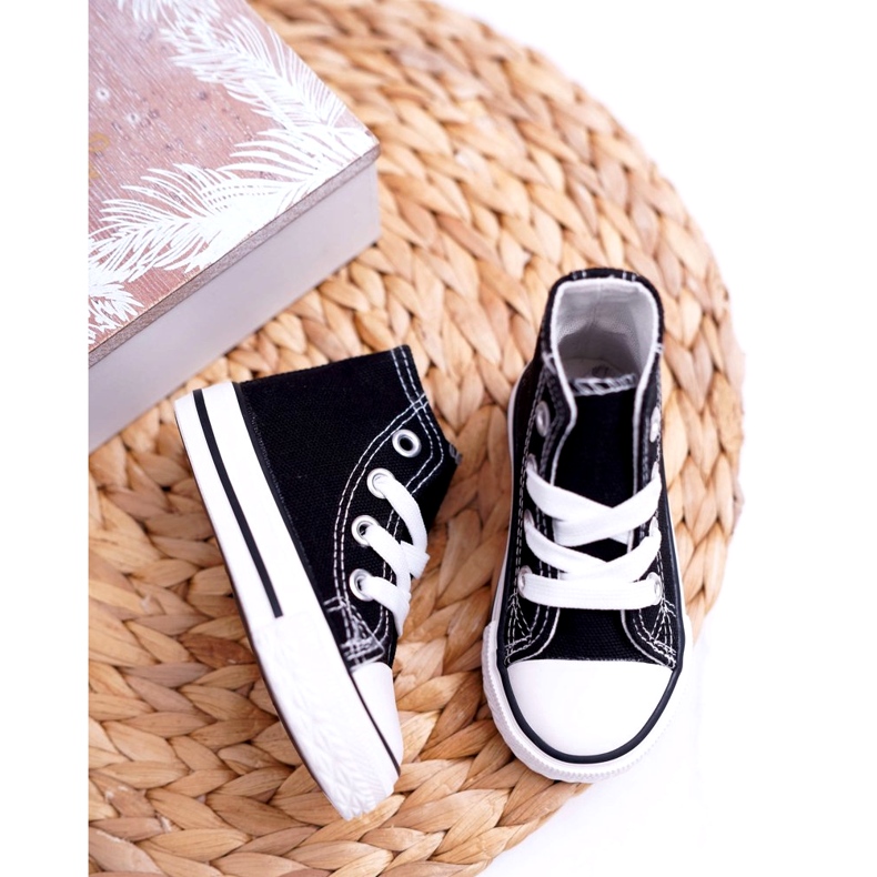 FRROCK Dziecięce Trampki Klasyczne Wysokie Czarne Filemon 2