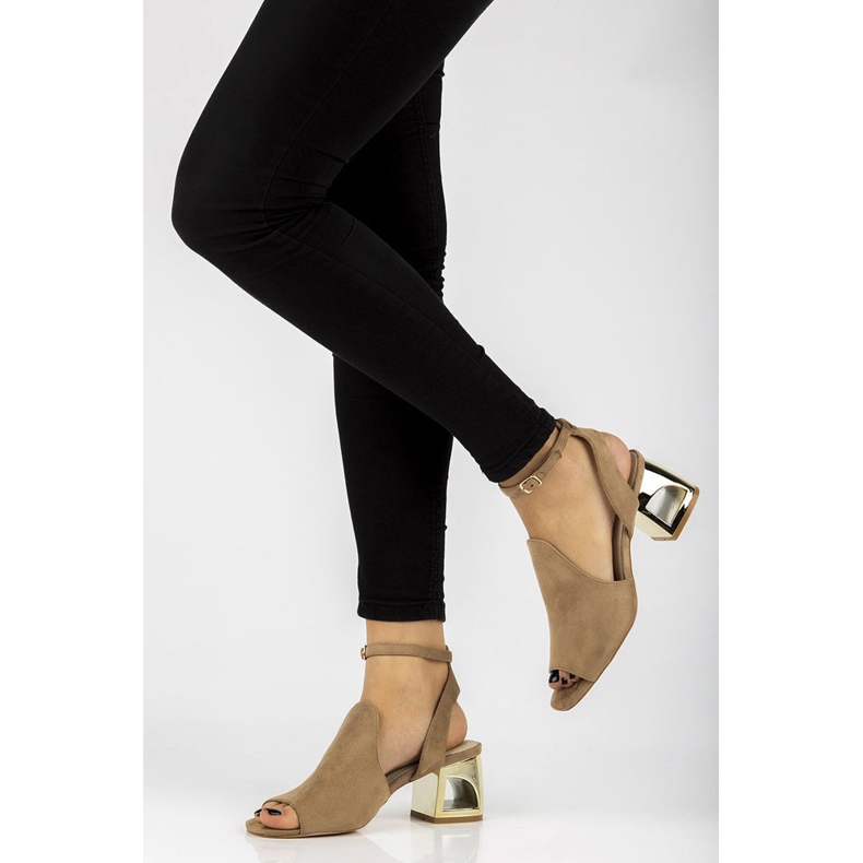 Sandały na obcasie Filippo DS2107/21 Be beżowe beżowy 2