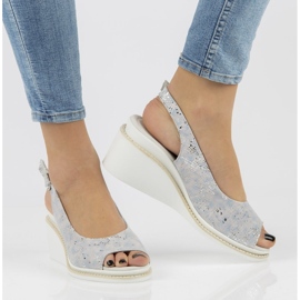 Skórzane sandały Filippo DS2150/21 Si srebrne srebrny 1