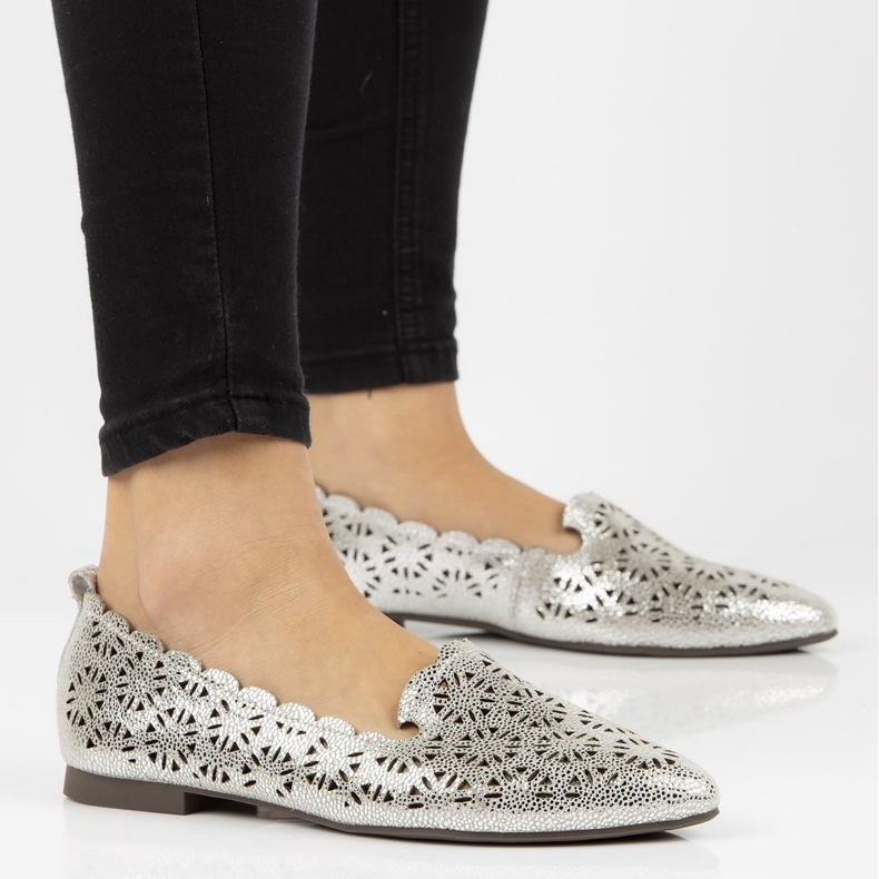 Skórzane lordsy Filippo DP2039/21 Si srebrne srebrny 2