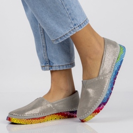 Skórzane półbuty Filippo DP1213/21 Si srebrne srebrny 2