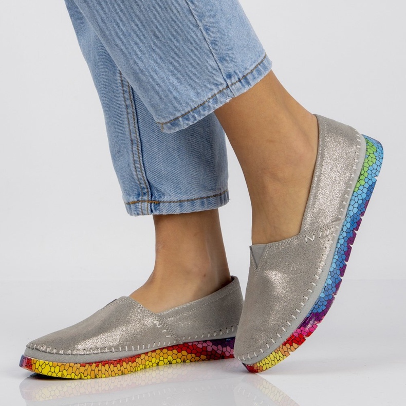 Skórzane półbuty Filippo DP1213/21 Si srebrne srebrny 2