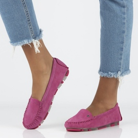 Skórzane mokasyny Filippo DP2037/21 Fh różowe 1