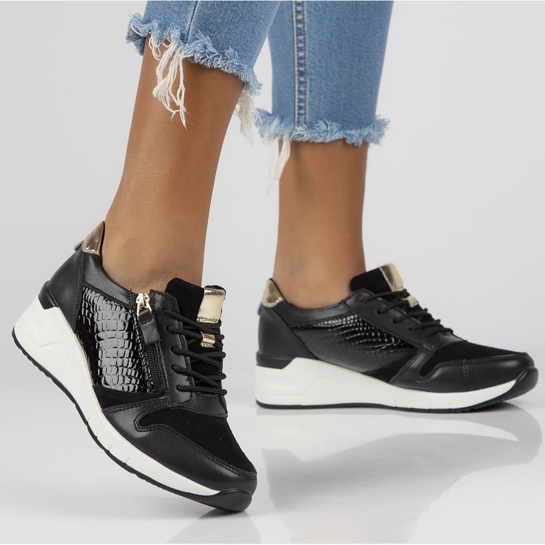 Skórzane sneakersy Filippo DP2052/21 Bk czarne 2