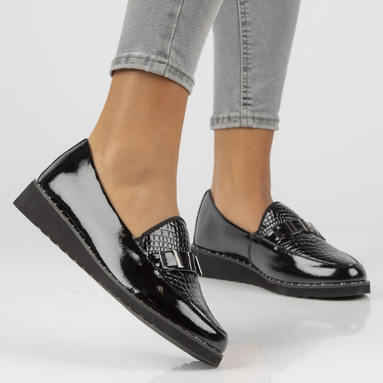 Skórzane mokasyny Filippo DP1515/21 Bk L czarne 1