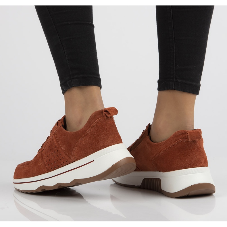 Filippo Skórzane sneakersy DP3171/21 Br brązowe pomarańczowe 1