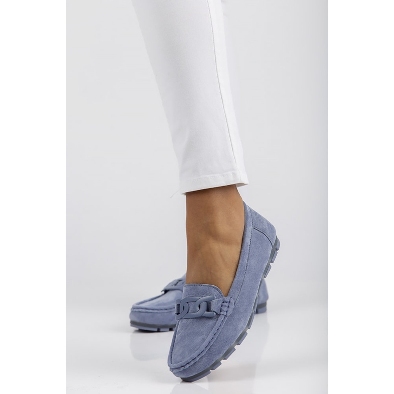 Skórzane mokasyny Filippo DP3630/22 Bl niebieskie 1