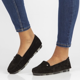 Skórzane mokasyny Filippo DP2037/22 Bk czarne 1