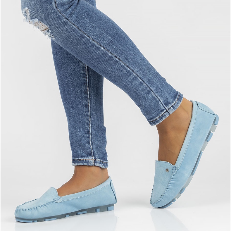 Skórzane mokasyny Filippo DP2037/22 Bl niebieskie 1