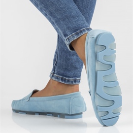 Skórzane mokasyny Filippo DP2037/22 Bl niebieskie 2