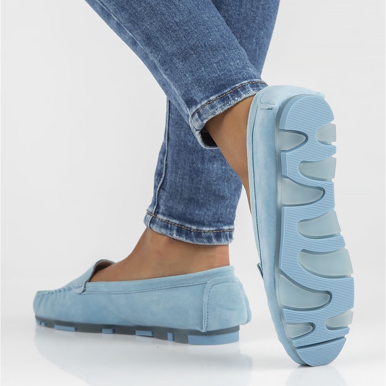 Skórzane mokasyny Filippo DP2037/22 Bl niebieskie 2