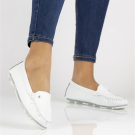 Skórzane mokasyny Filippo DP2037/22 Wh białe 1