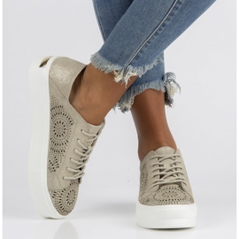 Skórzane półbuty FILIPPO DP3529/22 Go złote złoty 2