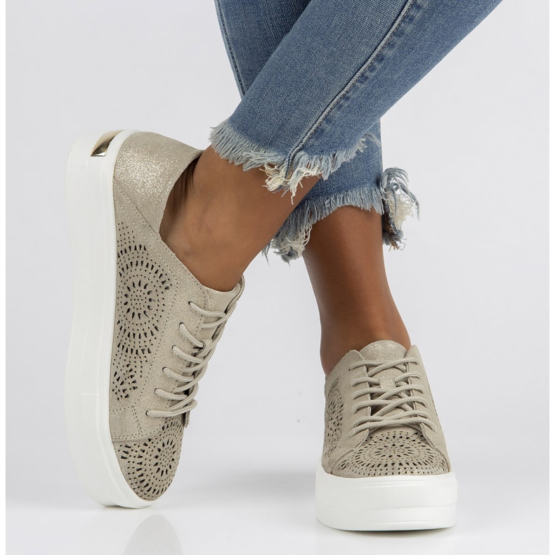 Skórzane półbuty FILIPPO DP3529/22 Go złote złoty 2