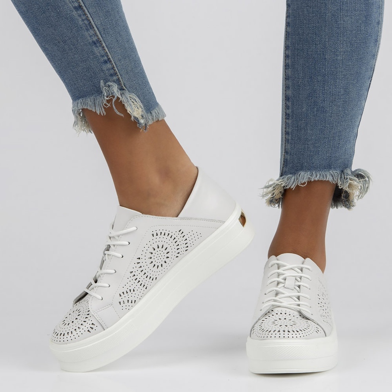 Skórzane półbuty FILIPPO DP3529/22 Wh białe 2